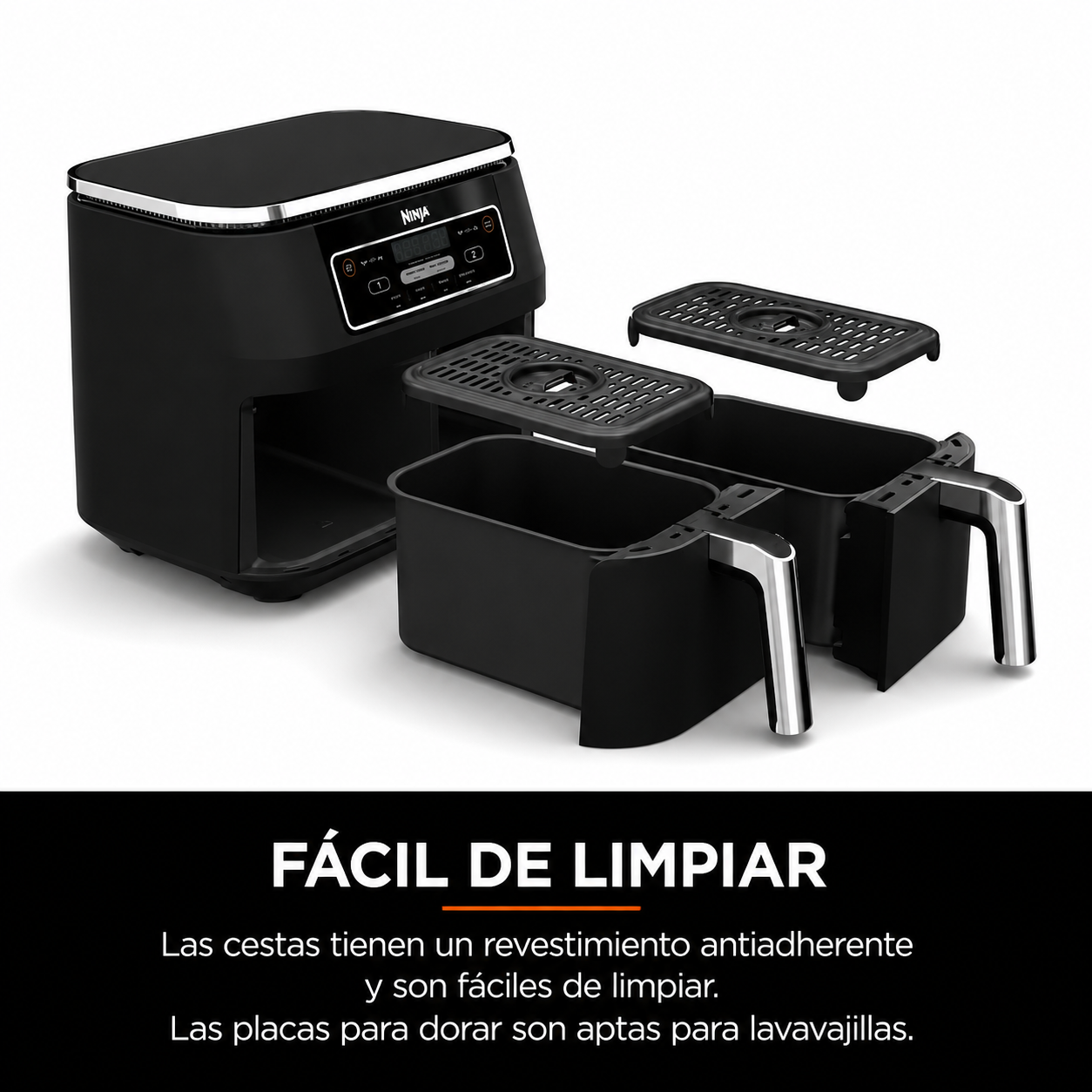 Foodi 4-in-1 8-Quart Ninja Freidora sin Aceite de 2 Cestas Tecnología DualZone DZ100