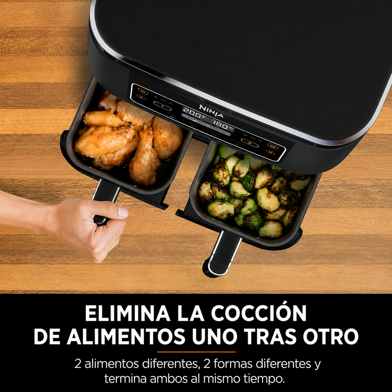 Foodi 4-in-1 8-Quart Ninja Freidora sin Aceite de 2 Cestas Tecnología DualZone DZ100