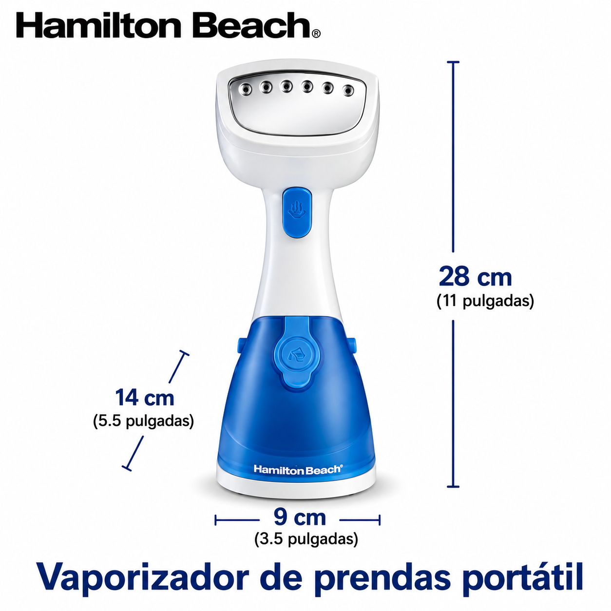 Hamilton Beach Garment Steamer de Mano para Ropa, Ropa de Cama, Cortinas, Viajes, Blanco, 11556