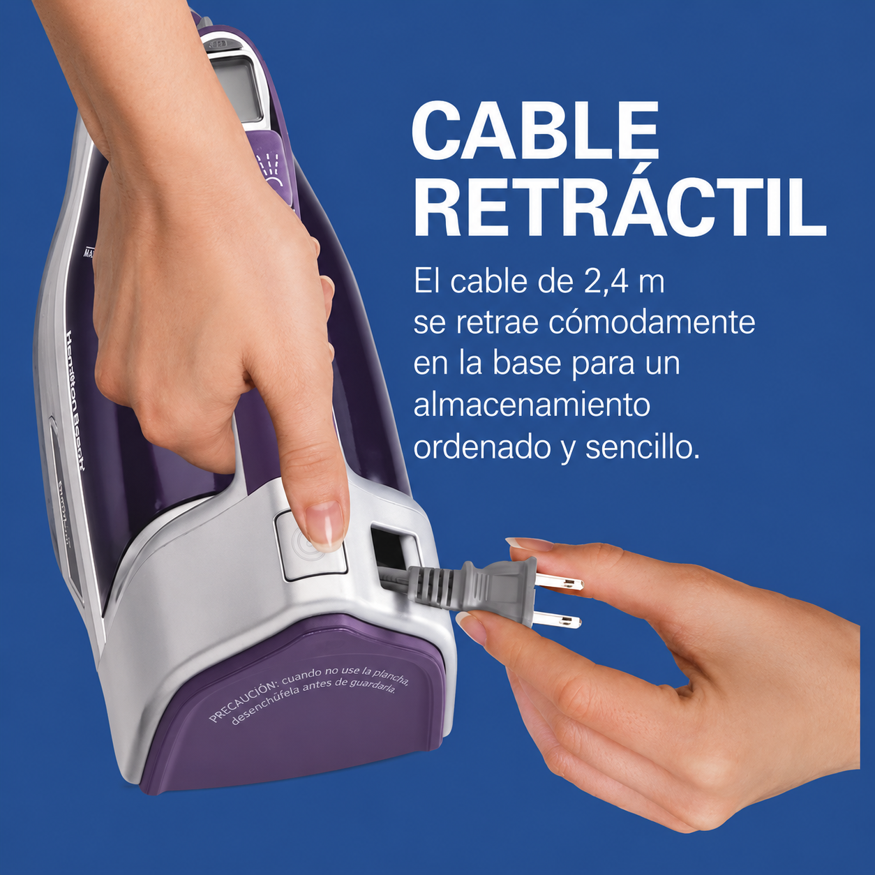 Hamilton Beach Durathon Cable Retráctil Digital Plancha, Plata, Modelo 19902F