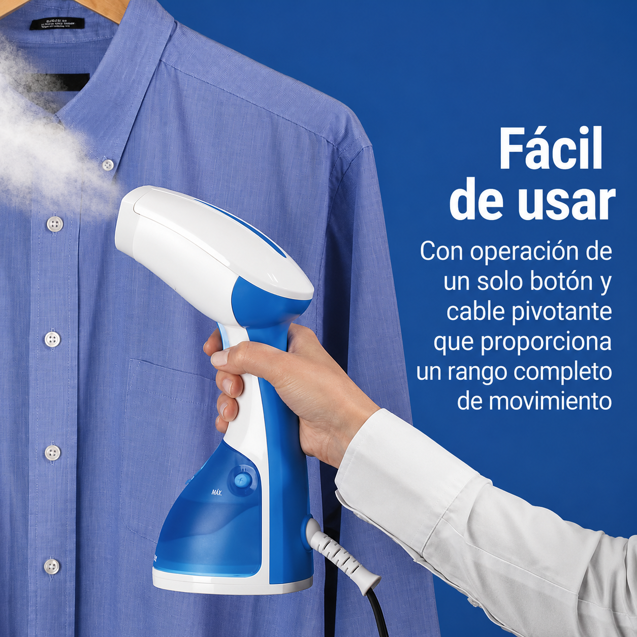 Hamilton Beach Garment Steamer de Mano para Ropa, Ropa de Cama, Cortinas, Viajes, Blanco, 11556