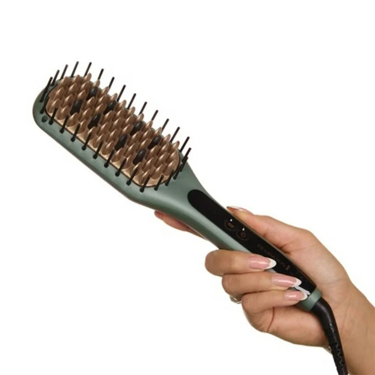 PR REMINGTON Botanicals Cepillo Alisador 2 en 1 para Mujer, Cerdas de Cerámica con Microacondicionadores de Origen Vegetal, Verde
