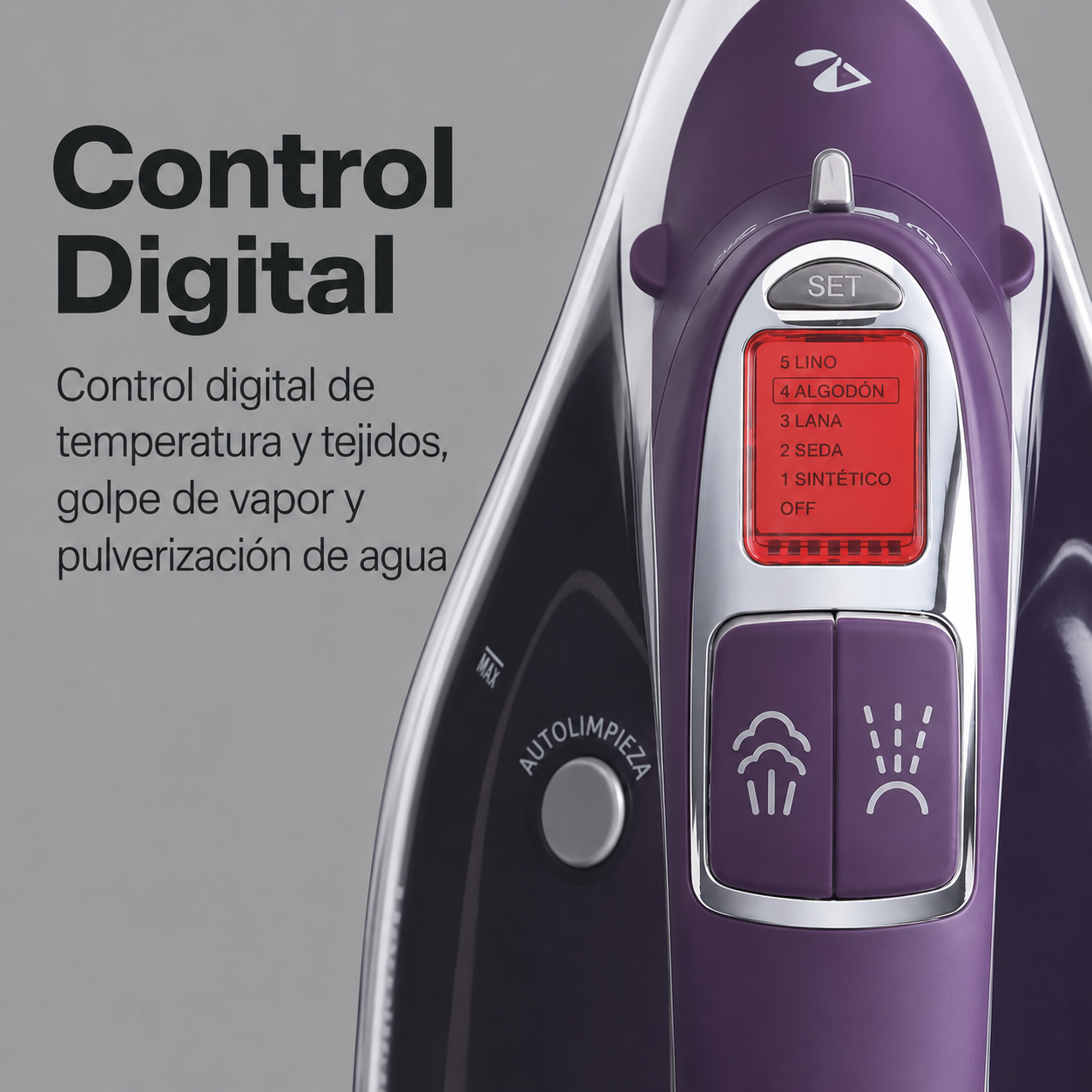 Hamilton Beach Durathon Cable Retráctil Digital Plancha, Plata, Modelo 19902F