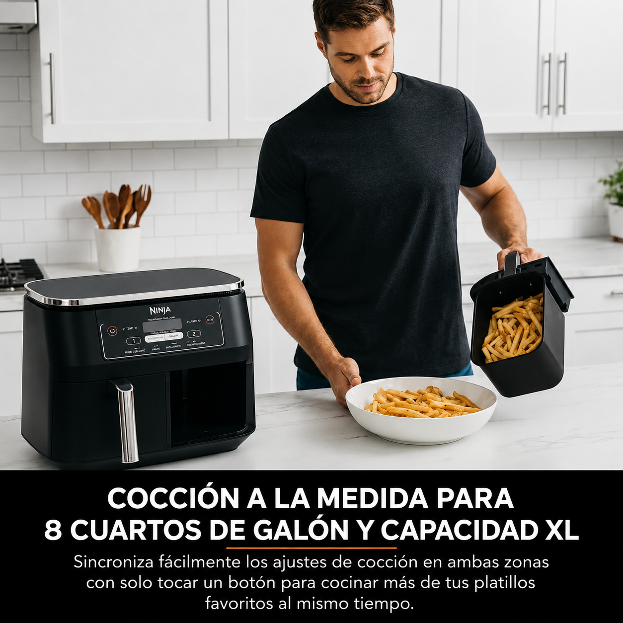 Foodi 4-in-1 8-Quart Ninja Freidora sin Aceite de 2 Cestas Tecnología DualZone DZ100